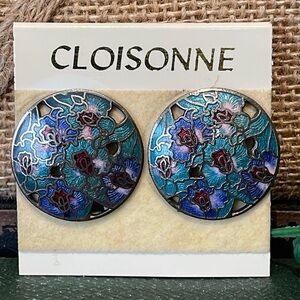 Vintage Cloisonné clip earrings